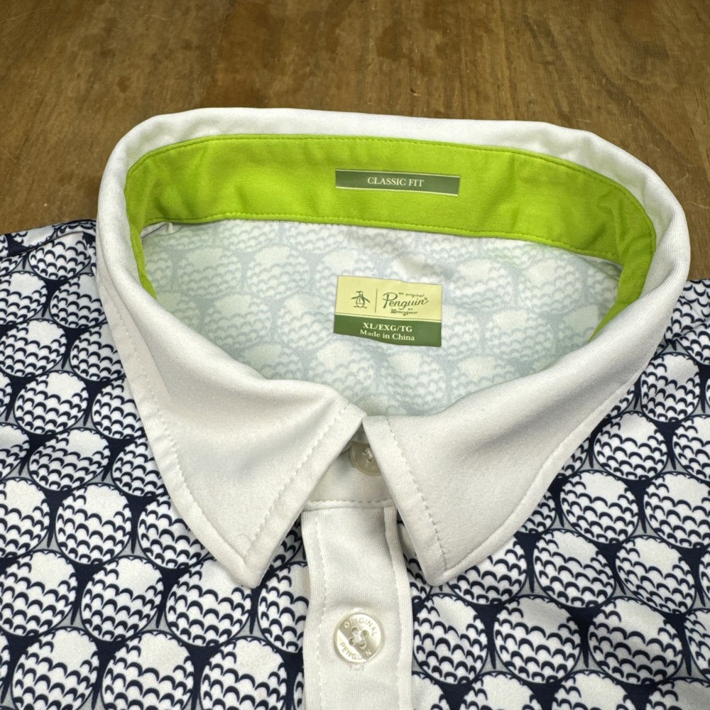 Penguin Munsingwear Short Sleeve Polo Golf Shirt Mens XL Blue Golf Ball Print - Picture 4 of 10